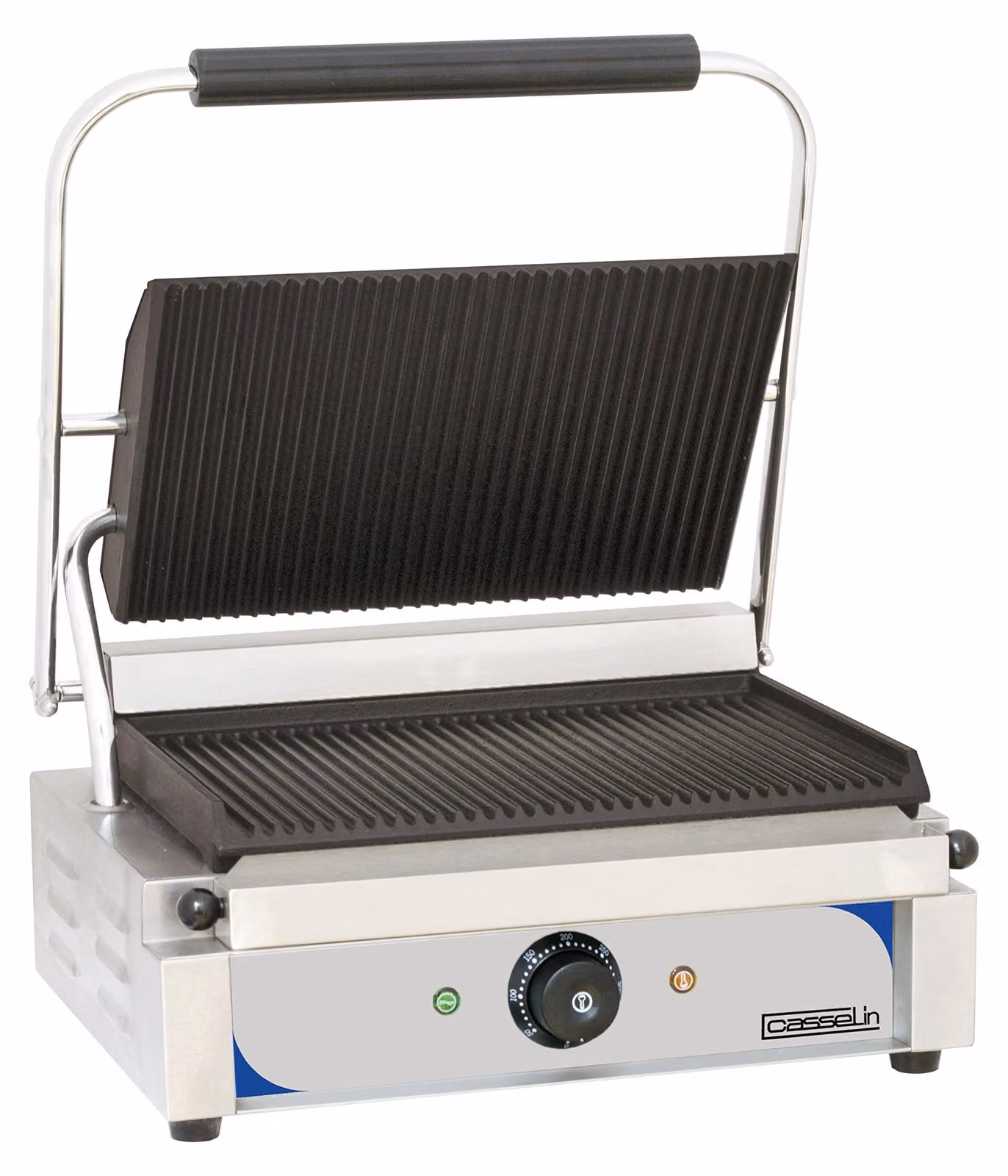 Contatto grill con piastre striate - Potenza: 2200 W - Materiale: acciaio inossidabile - Design compatto