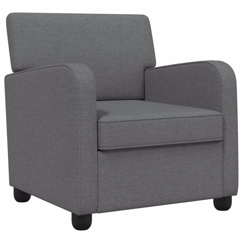 Poltrona Lounge Moderna vidaXL in Tessuto Grigio con Braccioli – 2