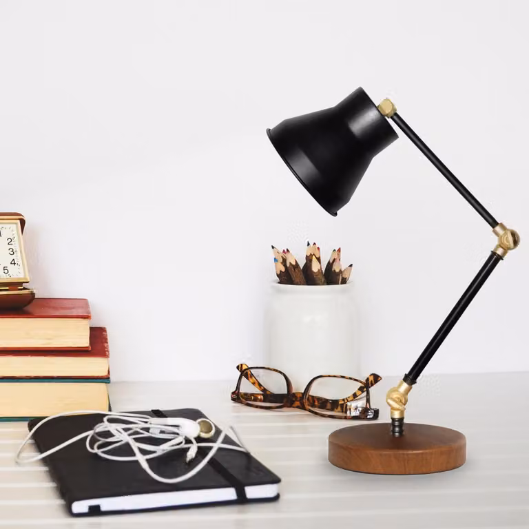 Opviq, lampada da tavolo di alta qualità (attacco E14, 40W), colore nero, altezza 41 cm. Realizzata in metallo al 100%. Design moderno