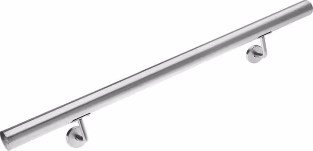 Corrimano rotondo Monzana in acciaio inox argento da parete, Confezione 2 pezzi, L: 100 cm, D: 4 cm