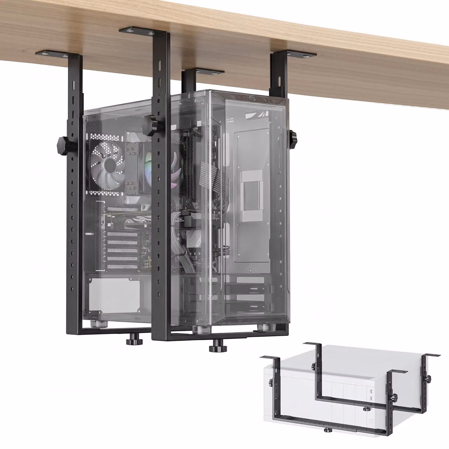Solidchoice - Supporto regolabile per PC da fissare sotto la scrivania, con capacità di carico fino a 35 kg