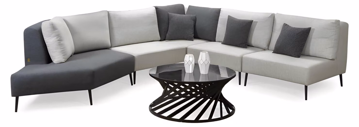 Ecksofa L-Form Sofa Couch Stoffsofa Wohnlandschaft Beige-Grau Modern