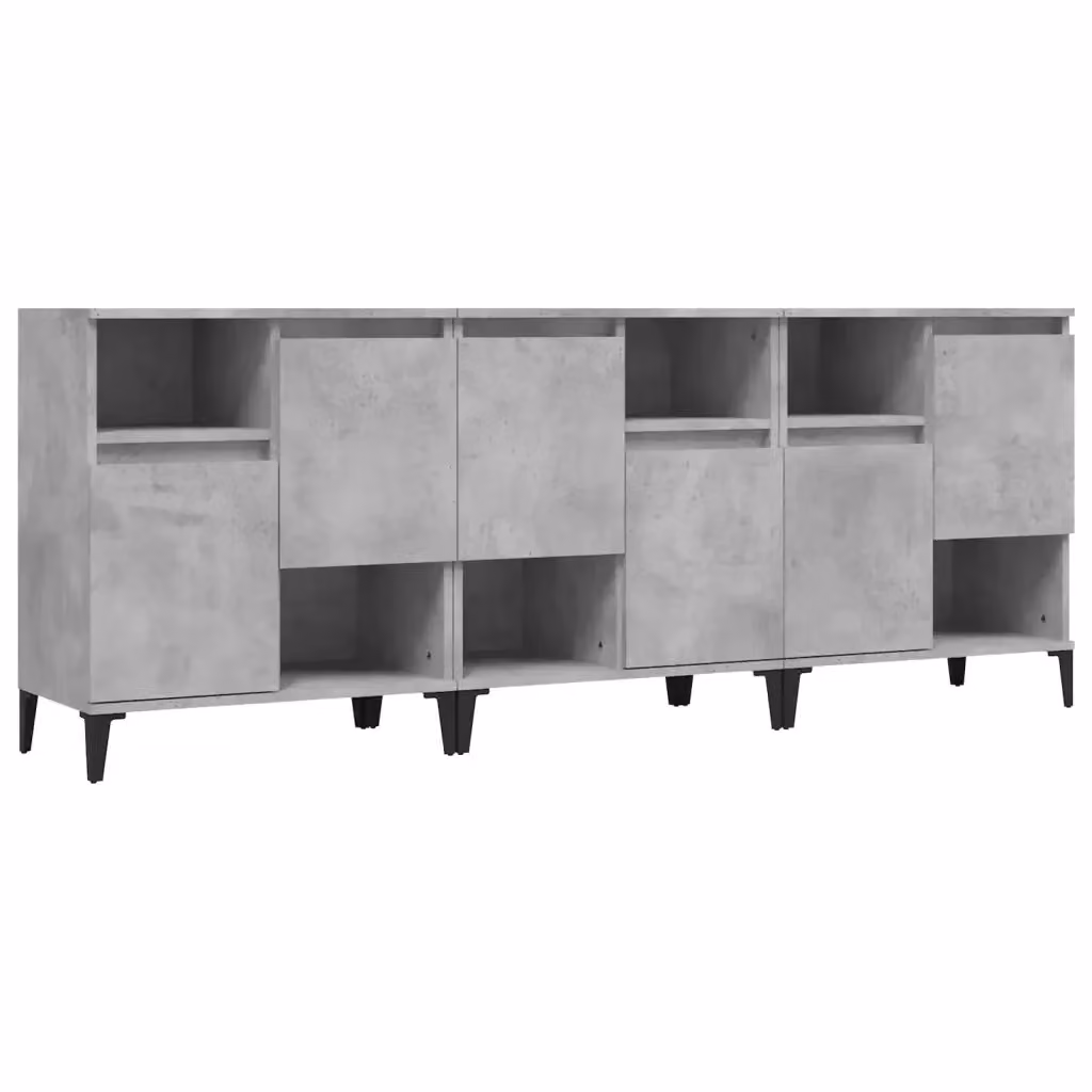 Set di 3 credenze vidaXL in legno e metallo grigio per sala da pranzo L/P/H: 60 x 35 x 70 cm – 2