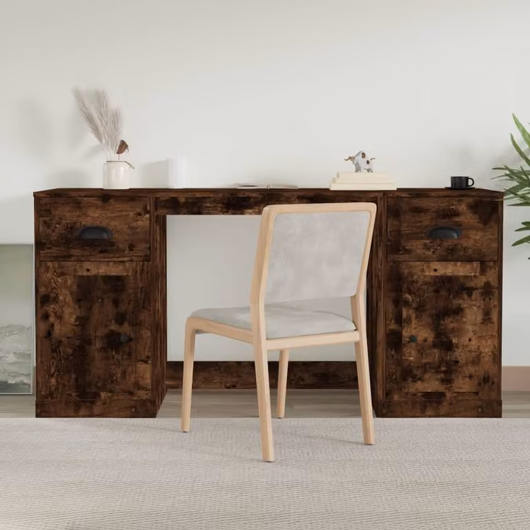 The Living Store Scrivania con vano portaoggetti in legno di rovere affumicato
