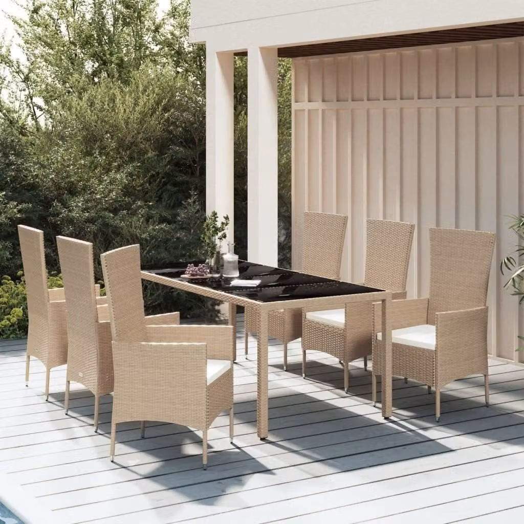Maison Exclusive - Set da pranzo da giardino 7 pezzi con cuscini in polyrattan beige