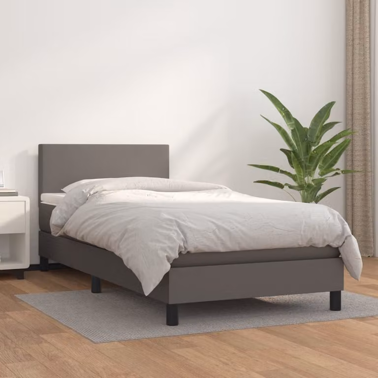 Maison Exclusive - Giroletto a Molle con Materasso Grgio 80x200 cm in Pelle finta