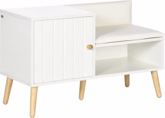 Panca porta scarpe XYLO con cuscino, bianca, L: 80 cm, P: 33 cm, H: 49 cm