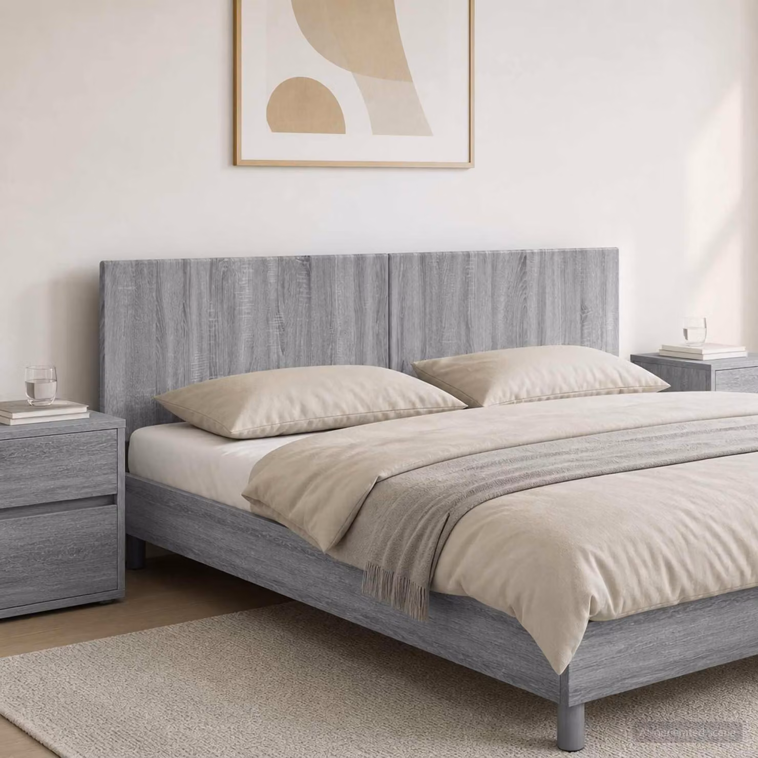 Testiera da muro vidaXL BREDA Sonoma grigio in legno ingegnerizzato con ripiano integrato