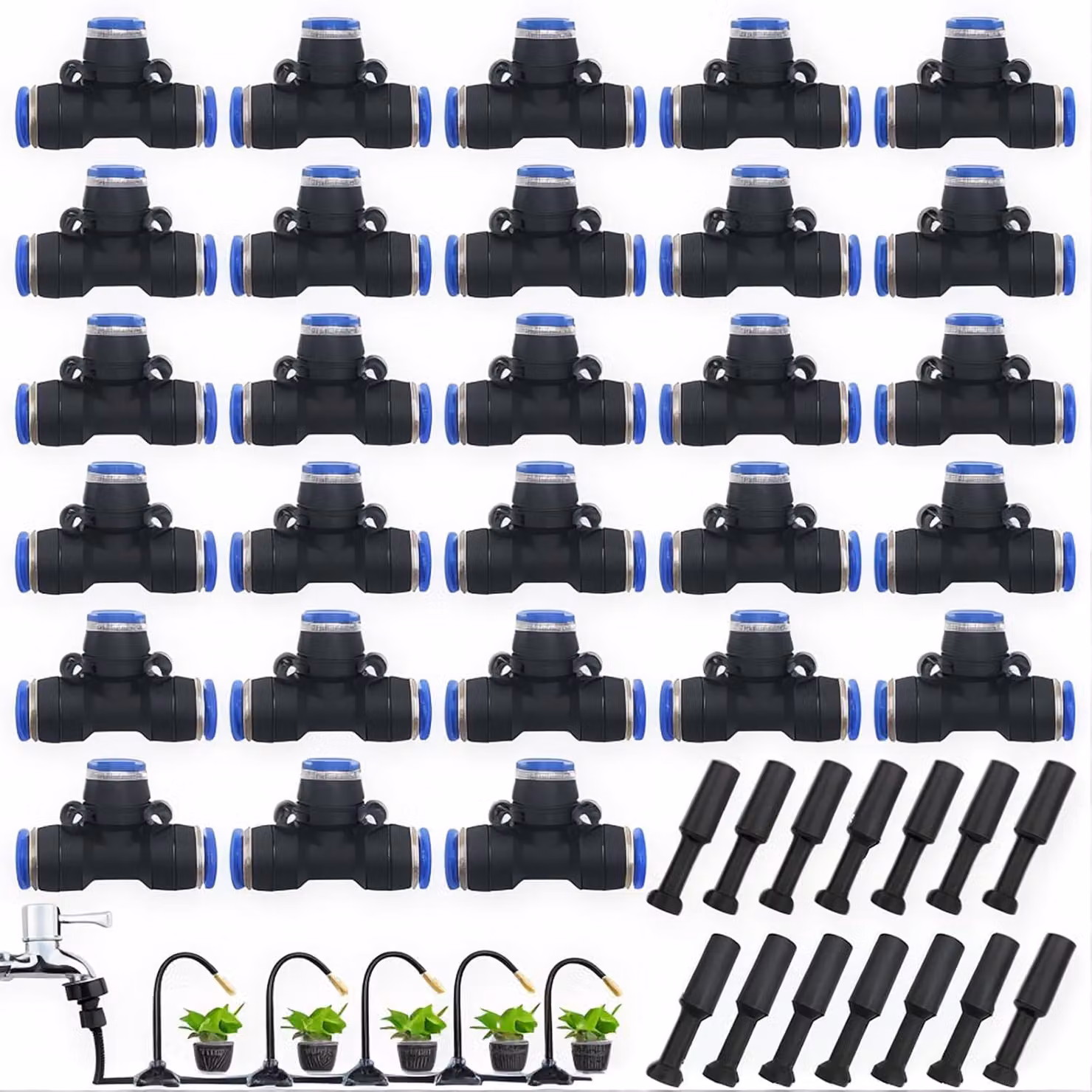 Kit di accessori pneumatici, composto da 42 pezzi, con raccordi a T a innesto rapido, per utensili da 8 mm