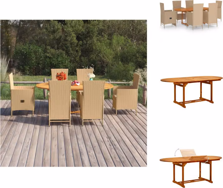 vidaXL set da pranzo da giardino 7 pezzi in rattan beige - Set di mobili da giardino