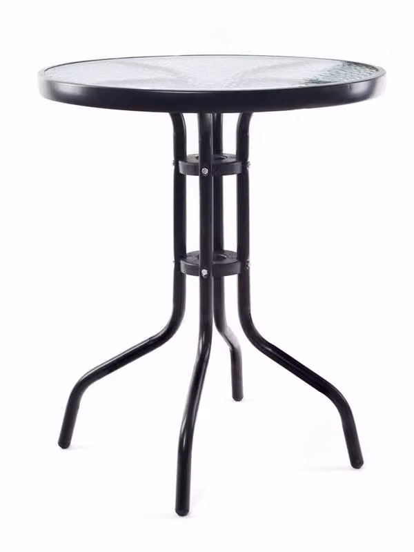 Tavolo in metallo con piano in vetro 60 cm, nero