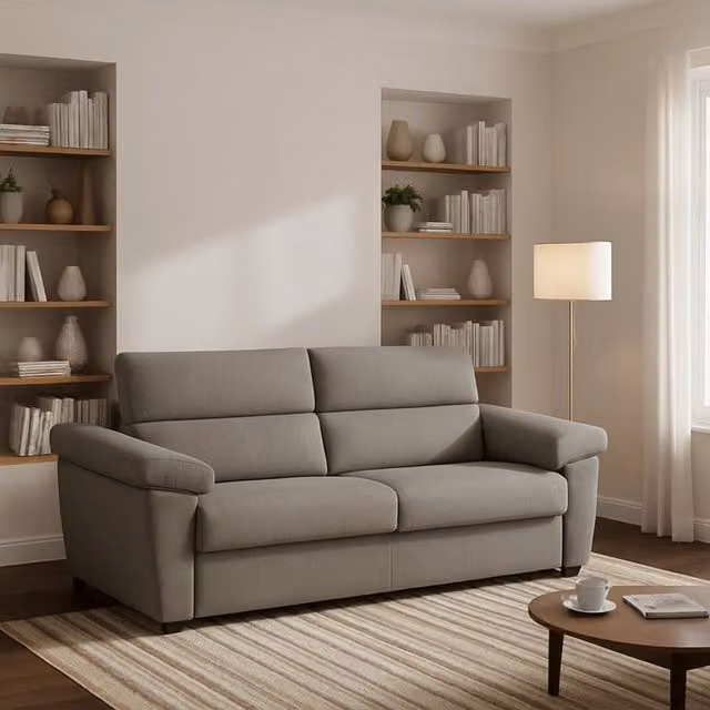 Divano Letto 2 Posti Seui DMORA Grigio, Sfoderabile con Struttura in Legno e Funzione Contenitore, L: 185 cm, P: 95 cm – 1