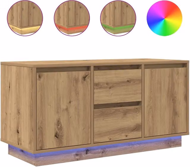 Mobile TV moderno in rovere con luci LED integrate e vani porta media, L 100 cm x P 41 cm x H 50 cm