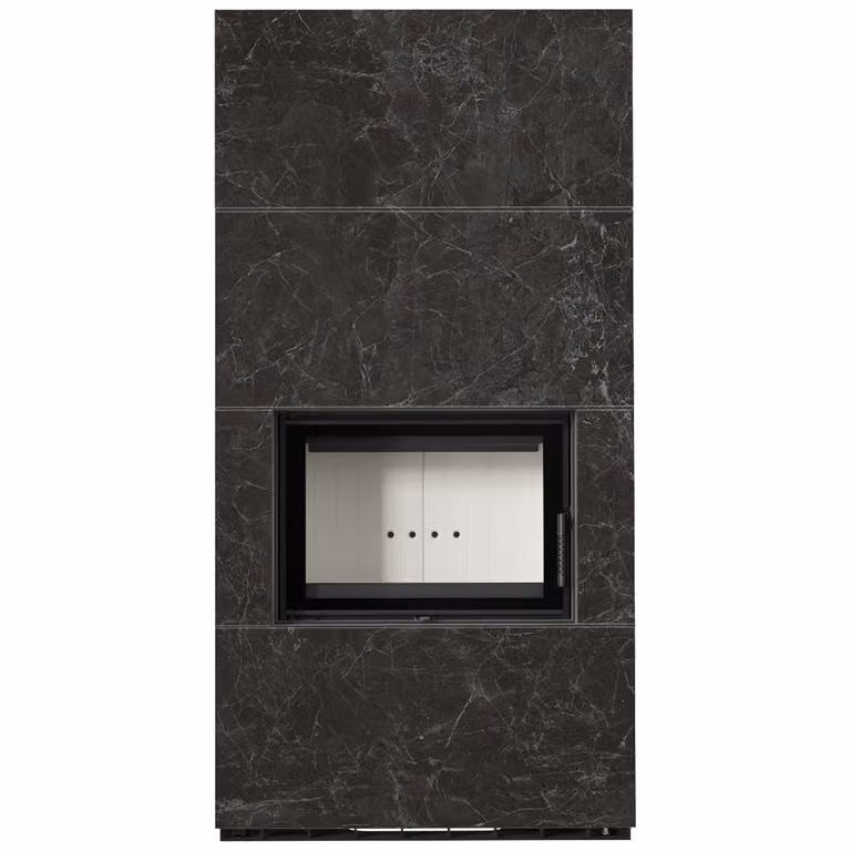 Kit caminetto KRATKI FLOKI BOX 8 kW Ø 160 Sinterizzazione al quarzo NATURALI NERO GRECO