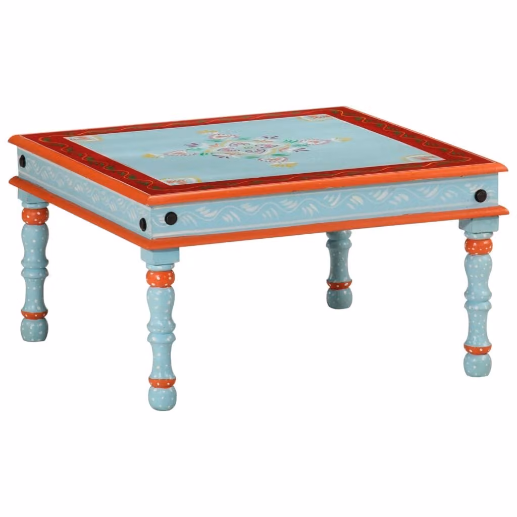 Maison Exclusive - Tavolino da caffè blu, dipinto a mano, in legno massello di mango
