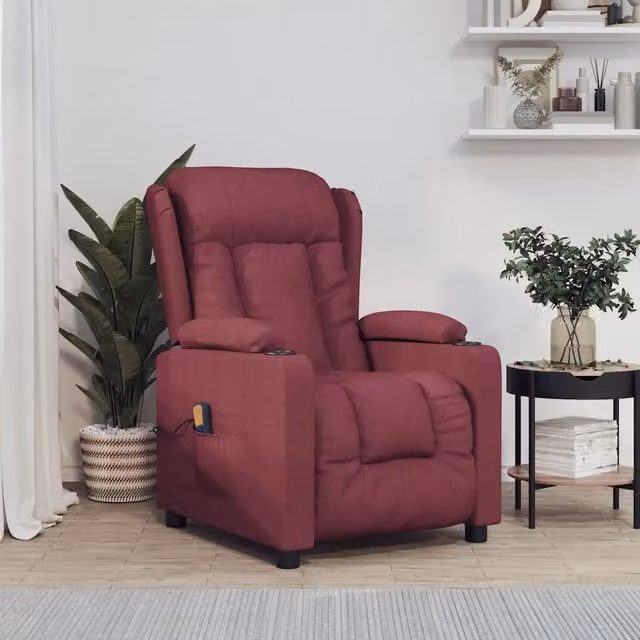 Poltrona Massaggiante Elettrica Relax MERCATOXL in Tessuto Rosso, L/P/H: 72.5 x 96.0 x 99.5 cm