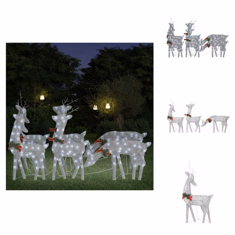 vidaXL LED renna 6 pezzi argento bianco freddo - Illuminazione natalizia