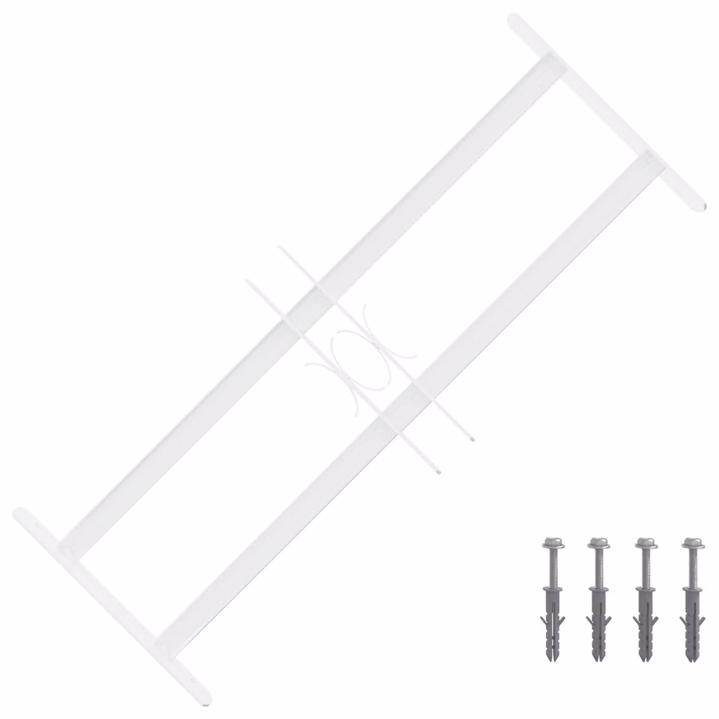 Set di 3 Griglie di Sicurezza per Finestre vidaXL con 2 Traverse in Acciaio Zincato Bianco, Regolabili da 43 a 74 cm
