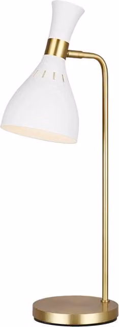Lampada da scrivania contemporanea Joan FEISS in metallo bianco e ottone brunito con attacco E27