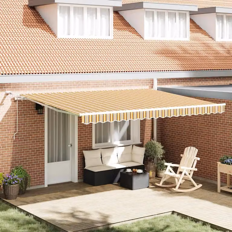 Tenda retrattile vidaXL Multicolore in poliestere con bracci pieghevoli e telecomando L 450 cm x P 350 cm