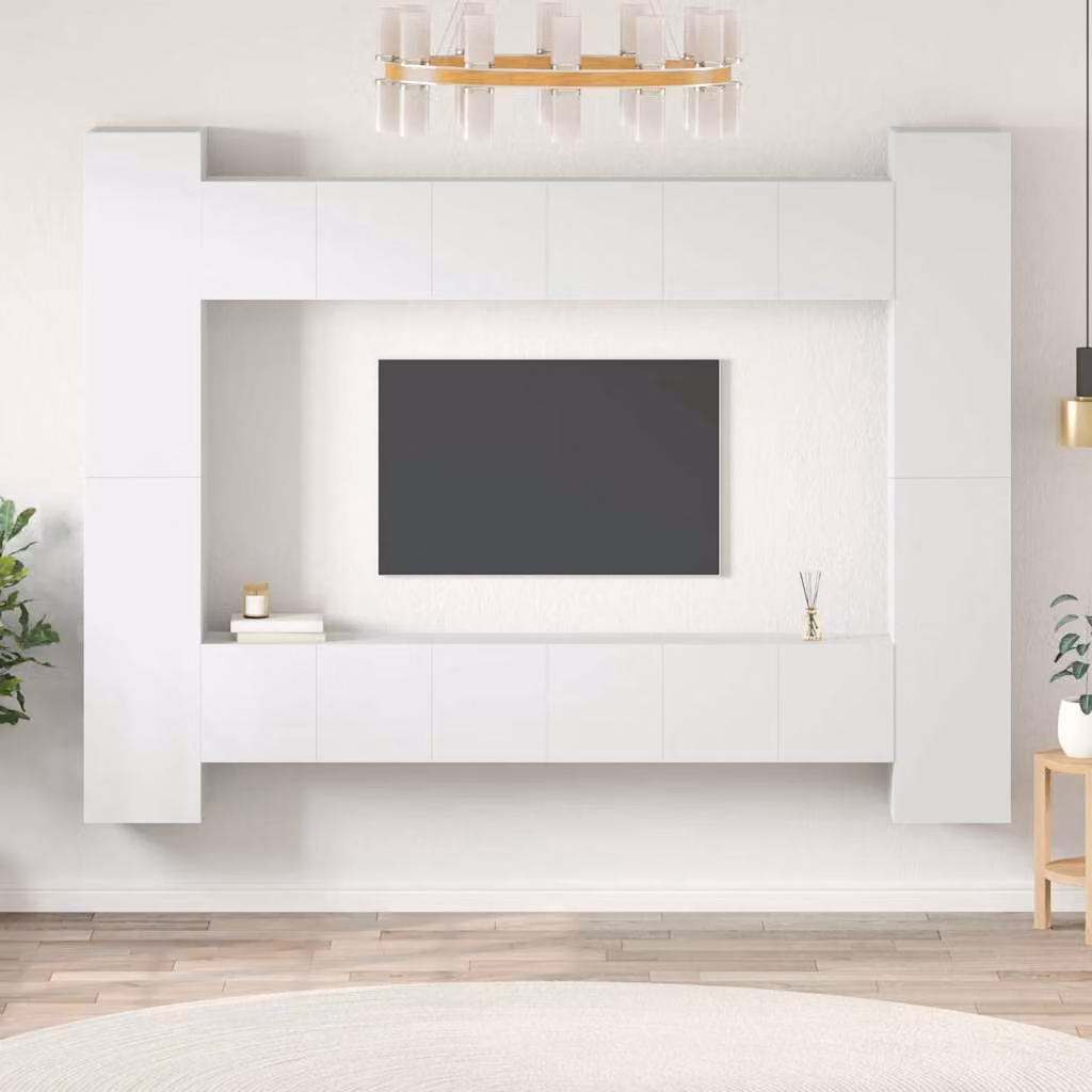 Set di 10 mobili porta TV vidaXL in legno multistrato e MDF, colore bianco opaco, stile moderno per il tuo soggiorno