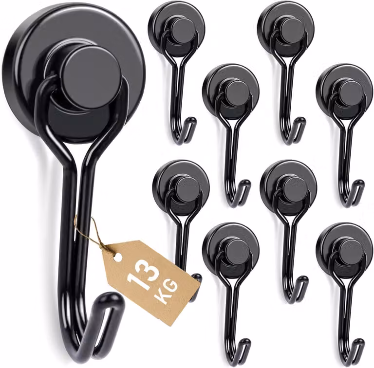 Ganci magnetici al neodimio, capacità di carico 13 kg, confezione da 4 pezzi, ideali per cucina e garage