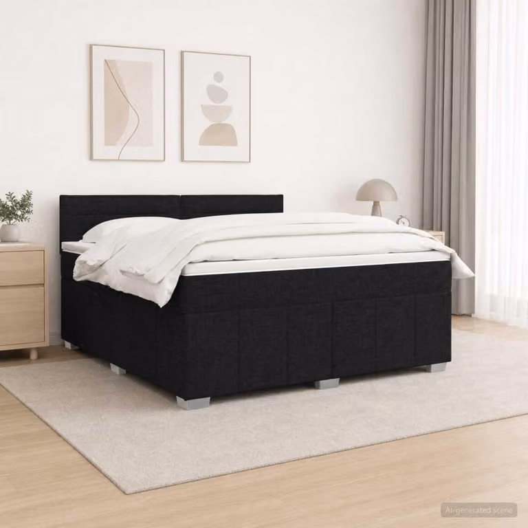 Maison Exclusive - Letto boxspring con materasso nero 160 x 200 cm Tessuto