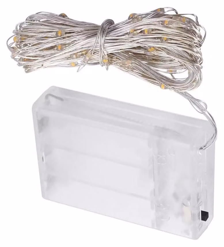 Catena luminosa a LED, luce bianco caldo, lunghezza 3 metri, con 3 batterie AA incluse