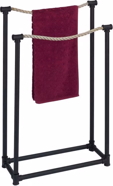 Piantana Porta Asciugamani Osuna Wenko Nero in Metallo Autoportante H: 85,5 cm, L: 50,5 cm, P: 20,0 cm