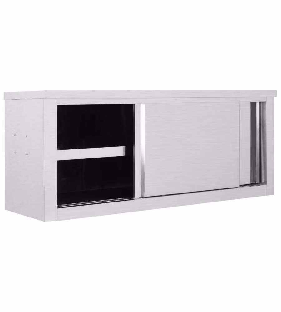 Armadio da Cucina ad Ante Scorrevoli 120x40x50cm Acciaio Inox