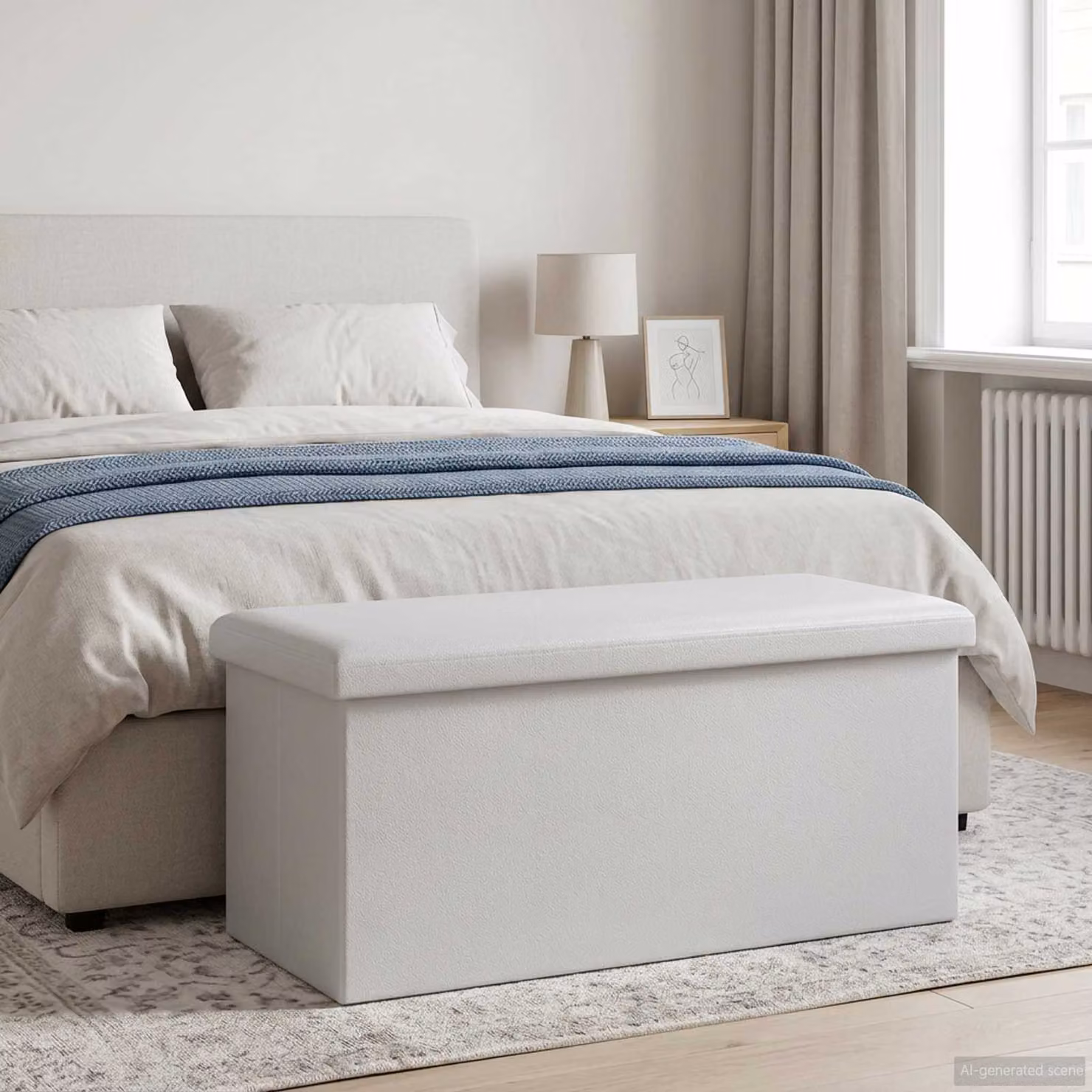 Panchina di stoccaggio pieghevole vidaXL in ecopelle bianca per soggiorno e camera da letto