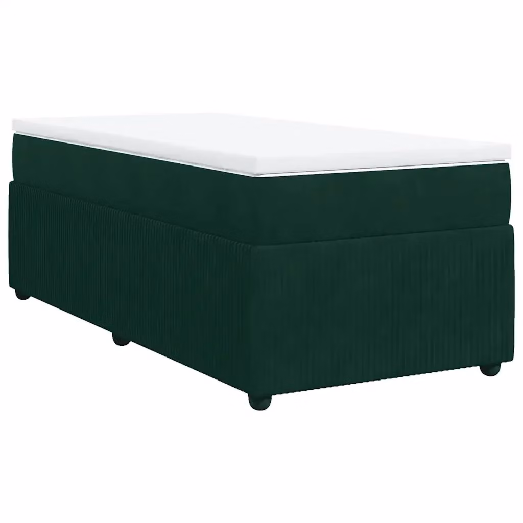 Letto con Giroletto a Molle e Materasso Ibrido vidaXL in Velluto Verde Scuro L/P: 100 x 200 cm – 2