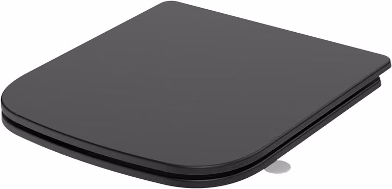 Copertura per WC, colore nero, in Duroplast, con sistema di chiusura rallentata, fissaggio rapido, universale per bagni