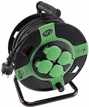 REV 0010217412 Avvolgicavo in Resina con 4 Prese IP44 Lunghezza: 40 m Colore Nero Verde – 2