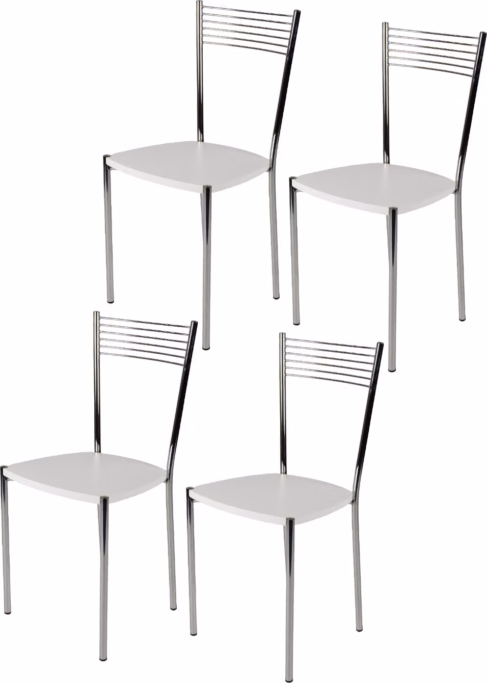 t m c s Tommychairs - Set di 4 sedie moderne ELEGANCE per cucina e sala da pranzo, struttura robusta in acciaio cromato, seduta in legno nel colore bianco