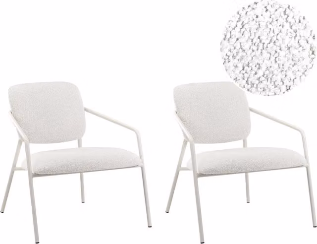 Set di 2 poltrone in tessuto bianco sporco Gambe in metallo con braccioli Soggiorno moderno