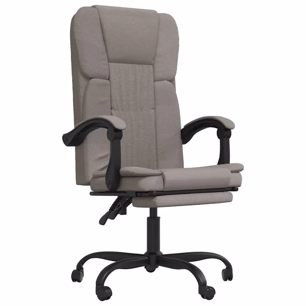 Poltrona da Ufficio Executive Reclinabile in Tessuto Beige e Grigio con Braccioli e Ruote per Home Office – 2