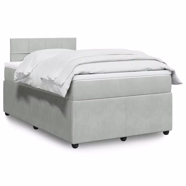Letto Ibrido vidaXL con Materasso in Velluto Grigio Chiaro e Bianco, Struttura in Legno di Pino e Rivestimento in Tessuto, L/P/H: 120 x 200 cm