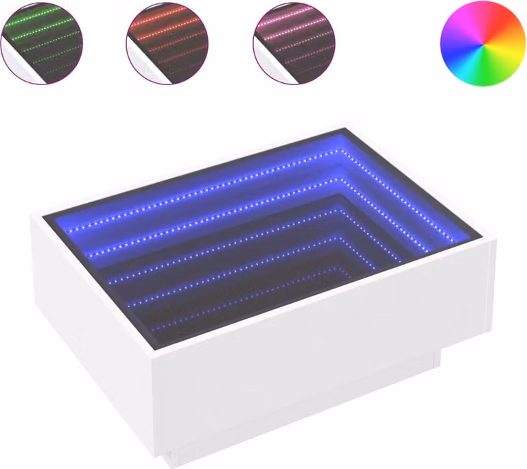 Tavolino Salotto con LED Bianco 70x50x30 cm Legno Multistrato