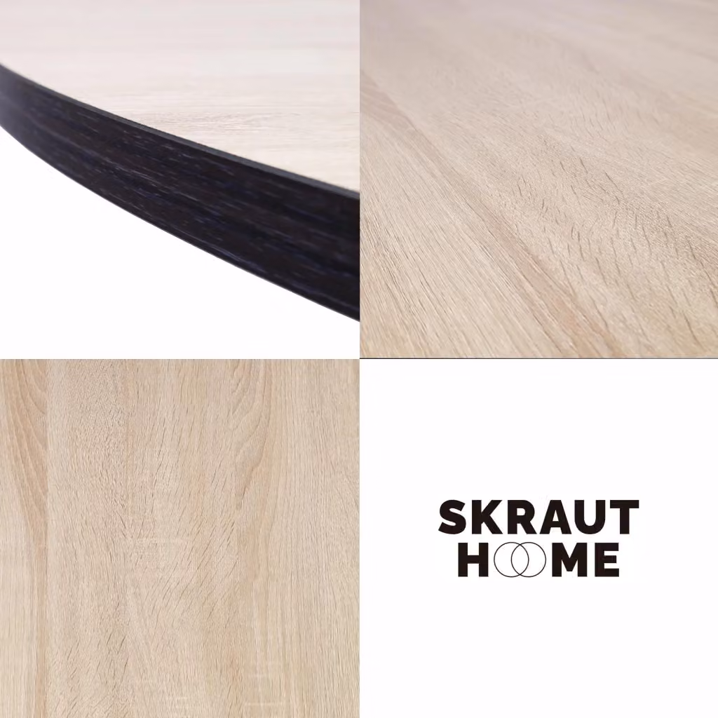 Tavolo da pranzo rotondo SKRAUT HOME ZEN in legno rovere e metallo nero opaco, L: 90 cm, H: 77 cm, per 4 persone – 2