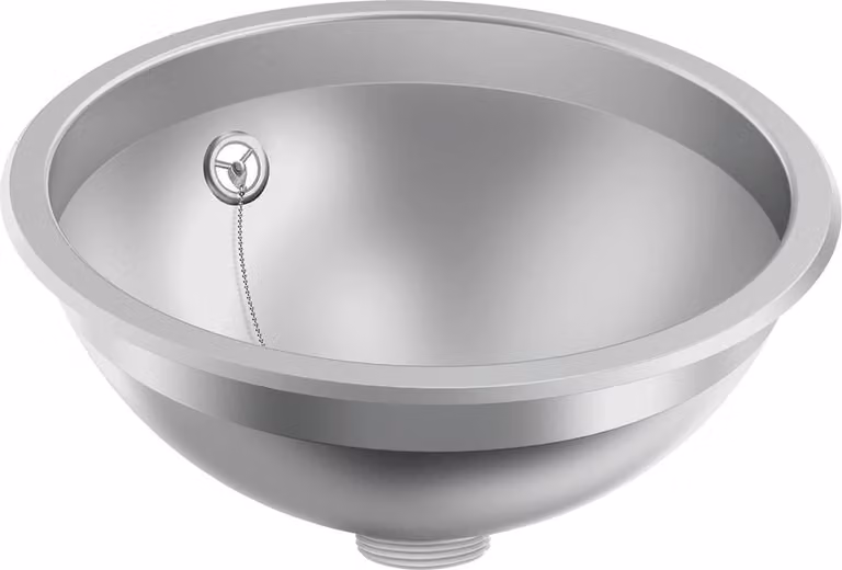 KWC AR bacino rotondo, RONDO, acciaio inox, sdm, 295x119 mm, troppopieno, filo di scarico e troppopieno.