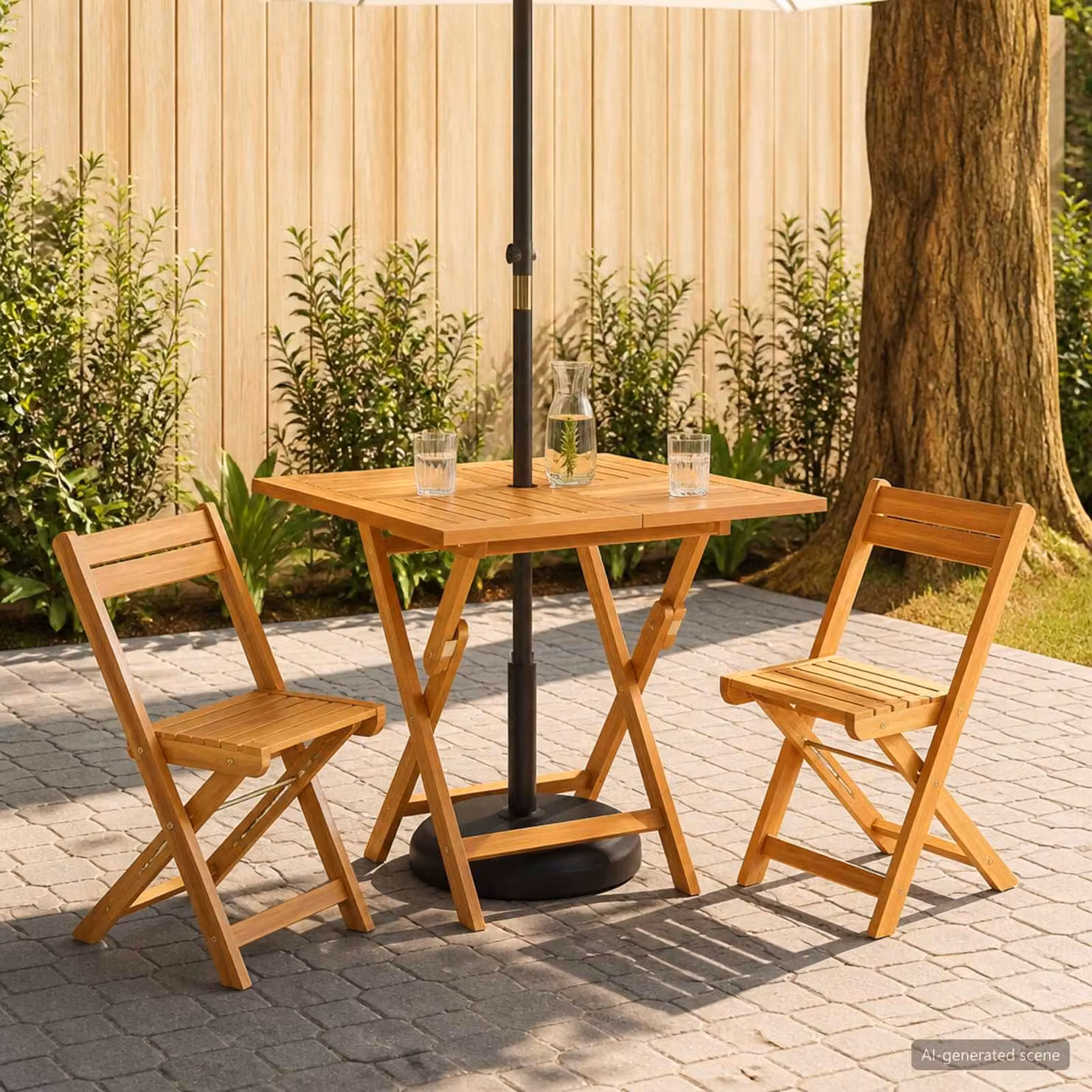 vidaXL Tavolo da giardino pieghevole in legno di teak marrone L 90 x P 90 x H 75 cm