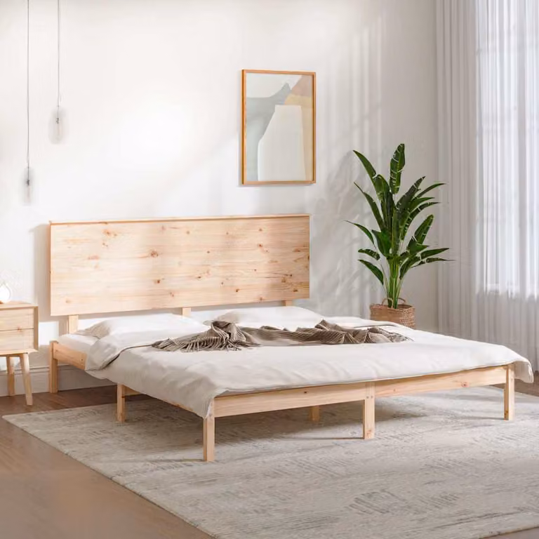 vidaXL Giroletto King Size in Legno di Pino Massello Marrone L/P/H: 205.5 x 150 x 93.5 cm