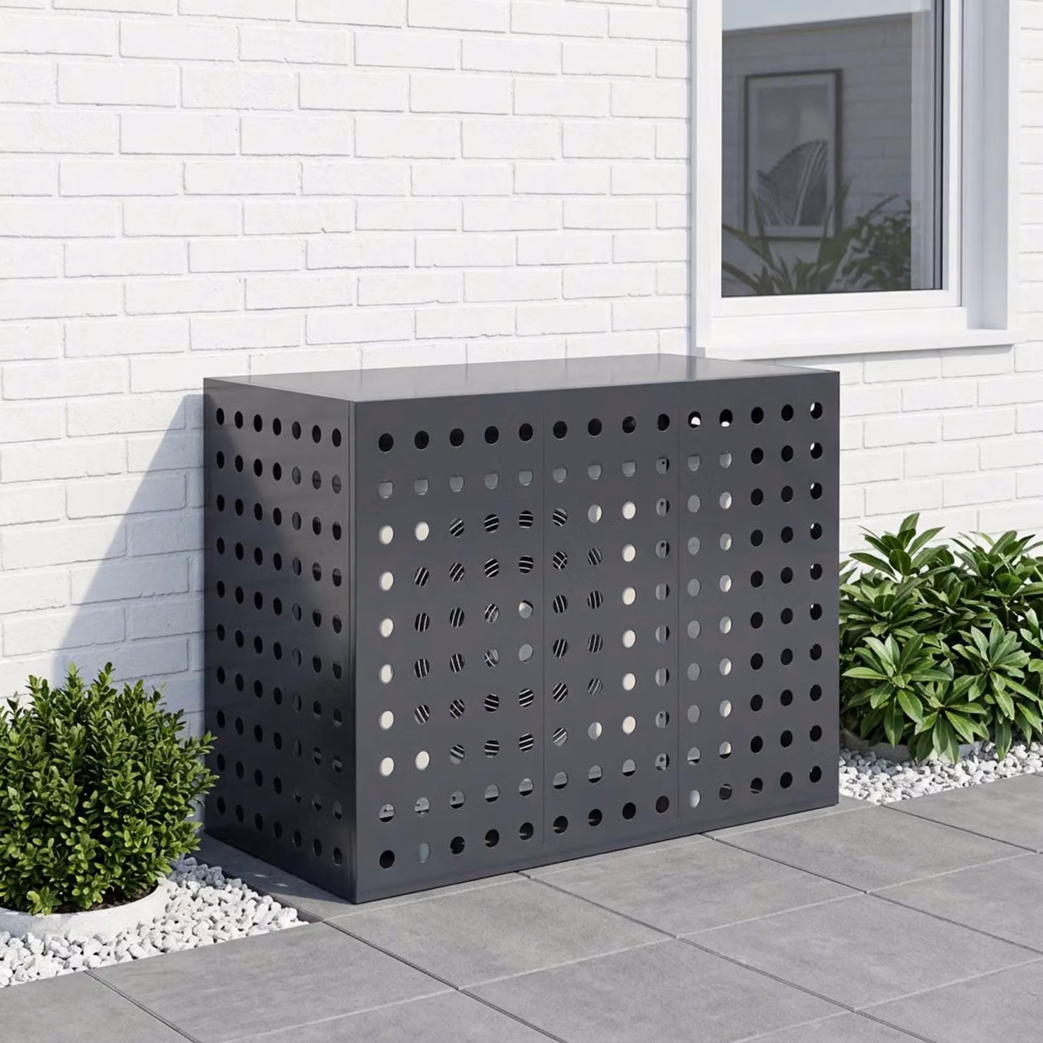 Copertura per condizionatore d'aria vidaXL in acciaio, colore antracite, L 110 x P 50 x H 80 cm