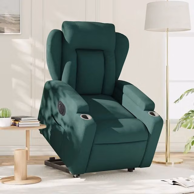 Poltrona Alzapersona Reclinabile Elettrica vidaXL Verde con Braccioli e Supporto per Senior – 1