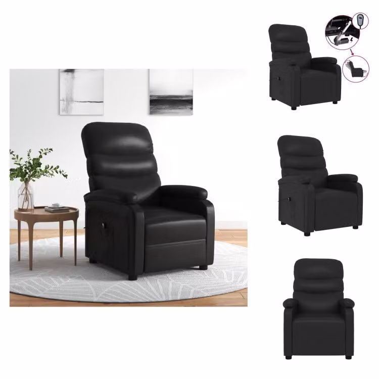 vidaXL Poltrona relax elettrica in Pelle finta nera - Poltrona