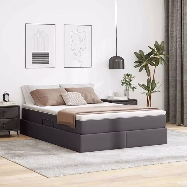 Letto con contenitore e materasso Grigio 140 x 190 cm 3370164
