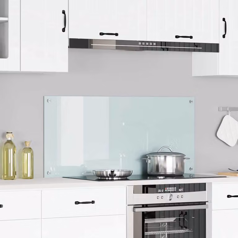Schienale da cucina vidaXL in vetro temperato bianco lucido L: 110 cm, H: 50 cm
