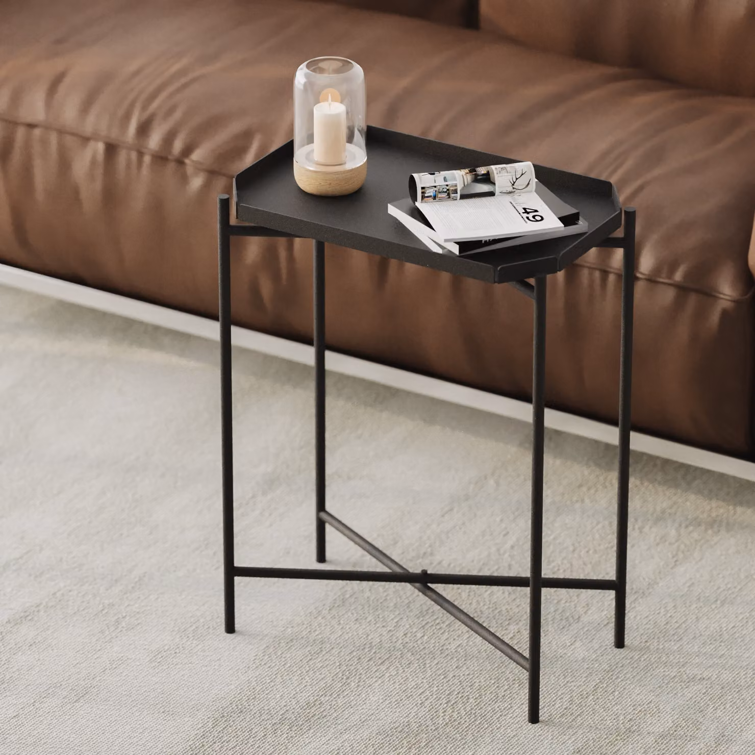 Skye Decor, Shb-009, tavolino, 100 % METALLO, nero, 26 x 40 x 56 cm