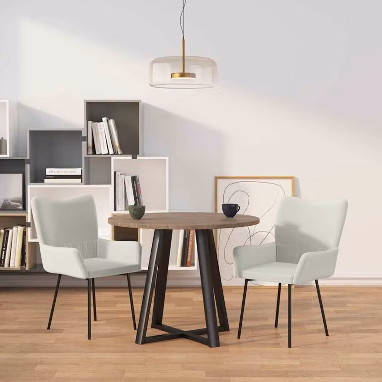 Set di 2 sedie da pranzo vidaXL in velluto beige con struttura in metallo e MDF per cucina e sala da pranzo